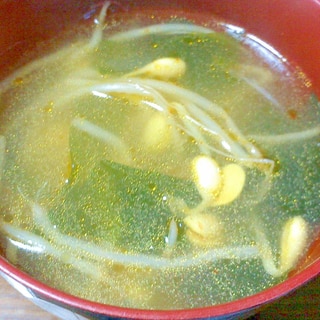 味付け豆もやしとわかめの中華スープ